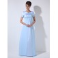 Empire V-neck Floor-Length Chiffon Satin Maternity Bridesmaid Dress With Beading (045025997)