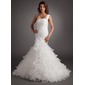 Mermaid One-Shoulder Court Train Organza Wedding Dress With Ruffle (002012756) Mermaid One-Shoulder Court Train Organza Wedding Dress With Ruffle (002012756)