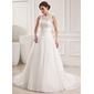 Palloncino Tondo Coda a strascico cappella Chiffon raso Abito per matrimonio con Increspature pizzi (002019534)