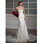 Mermaid Sweetheart Chapel Train Satin Tulle Wedding Dress With Lace (002012605)