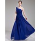 A-Line/Princess One-Shoulder Floor-Length Chiffon Evening Dress With Ruffle Beading (017004376)