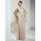 Tubino Anello Al pavimento Chiffon Charmeuse Abito in stile Golden Globe con Increspature (027003903)