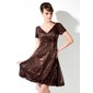 Empire V-neck Knee-Length Sequined Cocktail Dress With Ruffle (016008371)