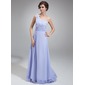 A-Line/Princess One-Shoulder Floor-Length Chiffon Prom Dress With Ruffle Appliques (018022524) A-Line/Princess One-Shoulder Floor-Length Chiffon Prom Dress With Ruffle Appliques (018022524)