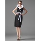 Sheath V-neck Knee-Length Taffeta Cocktail Dress With Ruffle Sash (016002913)