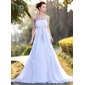 Empire Strapless Court Train Chiffon Wedding Dress With Ruffle Beadwork (002001417)