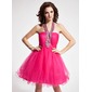 A-Line/Princess Halter Short/Mini Tulle Homecoming Dress With Ruffle Beading (022008144)
