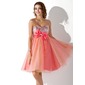 Empire Sweetheart Knee-Length Satin Tulle Sequined Homecoming Dress With Beading (022020837) Empire Sweetheart Knee-Length Satin Tulle Sequined Homecoming Dress With Beading (022020837)