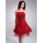 Empire Knee-Length Satin Tulle Homecoming Dress With Ruffle Beading (022010694)