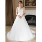 A-Line/Princess Off-the-Shoulder Chapel Train Organza Satin Wedding Dress With Embroidery Beadwork Sequins (002000389) A-Line/Princess Off-the-Shoulder Chapel Train Organza Satin Wedding Dress With Embroidery Beadwork Sequins (002000389)