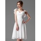 A-Line/Princess V-neck Knee-Length Chiffon Bridesmaid Dress With Ruffle Beading (007004117)