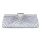 Silver Satin Shell With Rhinestone Evening Handbags (012008673)