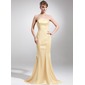 Mermaid Halter Sweep Train Charmeuse Mother of the Bride Dress (008016173)