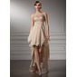 Empire V-neck Asymmetrical Chiffon Satin Homecoming Dress With Ruffle Beading (022009956)
