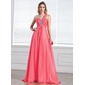 A-Line/Princess One-Shoulder Sweep Train Chiffon Prom Dress With Ruffle Beading (018004848)