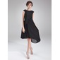 A-Line/Princess Scoop Neck Asymmetrical Chiffon Cocktail Dress With Ruffle Beading (016021163)