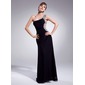 Sheath One-Shoulder Sweep Train Chiffon Prom Dress With Ruffle Beading (018004918)