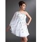 Jakke One-Shoulder Kort Chiffon Cocktailkjole med Perlebesat Palliet-belagt (016021153)