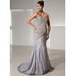 Mermaid Sweetheart Sweep Train Chiffon Lace Evening Dress With Ruffle (017014446) Mermaid Sweetheart Sweep Train Chiffon Lace Evening Dress With Ruffle (017014446)