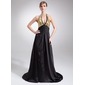 Empire Halter Court Train Charmeuse Sequined Mother of the Bride Dress With Beading (008005575)
