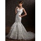 Sereia Decote V Cauda capela cetim tule Vestido de noiva com laço Bordado (002001280) Sereia Decote V Cauda capela cetim tule Vestido de noiva com laço Bordado (002001280)
