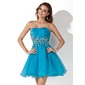 A-Line/Princess Sweetheart Short/Mini Organza Homecoming Dress With Ruffle Sequins (022020905)