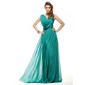 A-Line/Princess V-neck Floor-Length Chiffon Holiday Dress With Ruffle Beading (020016061)