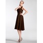 Empire Halter Knee-Length Chiffon Bridesmaid Dress With Ruffle (007005192)