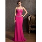 Sheath Sweetheart Sweep Train Chiffon Evening Dress With Ruffle Lace Beading (017014848)