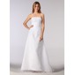 A-Line/Princess Strapless Court Train Organza Satin Wedding Dress With Ruffle Beadwork (002001219)