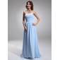 A-Line/Principessa Senza spalline Sweep treno Chiffon Abiti da sera con Increspature Perline (017022529)