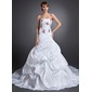 Mermaid Strapless Chapel Train Taffeta Wedding Dress With Embroidery (002015156) Mermaid Strapless Chapel Train Taffeta Wedding Dress With Embroidery (002015156)