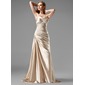 Sheath Sweetheart Sweep Train Charmeuse Prom Dress With Ruffle Beading Sequins (018004806)