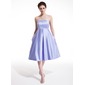 Empire Strapless Tea-Length Satin Homecoming Dress With Ruffle (022010952)