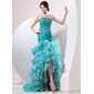 Mermaid Sweetheart Sweep Train Organza Prom Dress With Ruffle Beading (018014058)