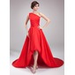 A-Line/Principessa Monospalla Asimmetrico Taffeta Abito da sera con Increspature (017020673)