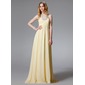 A-Line/Princess Halter Floor-Length Chiffon Evening Dress With Ruffle Beading (017004459)