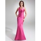 Mermaid Halter Floor-Length Satin Mother of the Bride Dress With Ruffle (008005703) Mermaid Halter Floor-Length Satin Mother of the Bride Dress With Ruffle (008005703)