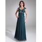 Empire V-neck Floor-Length Chiffon Charmeuse Maternity Bridesmaid Dress With Ruffle Lace Beading (045022468)