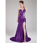Sheath Sweetheart Court Train Sequined Prom Dress With Beading (018024364)