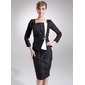 Sheath Square Neckline Knee-Length Chiffon Taffeta Mother of the Bride Dress With Ruffle Beading (008006179)