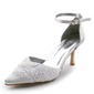 Lace Satin Stiletto Heel Closed Toe Pumps Wedding Shoes With Buckle Stitching Lace (047005036) Lace Satin Stiletto Heel Closed Toe Pumps Wedding Shoes With Buckle Stitching Lace (047005036)