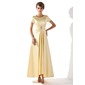 A-Line/Princess Scoop Neck Asymmetrical Charmeuse Mother of the Bride Dress With Ruffle Beading (008005699)