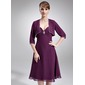 Empire Sweetheart Knee-Length Chiffon Mother of the Bride Dress With Ruffle Crystal Brooch (008006148)