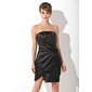 Sheath Strapless Knee-Length Charmeuse Homecoming Dress With Ruffle (022009439)