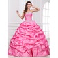 Ball-Gown Sweetheart Floor-Length Taffeta Quinceanera Dress With Ruffle Lace Beading (021017408)