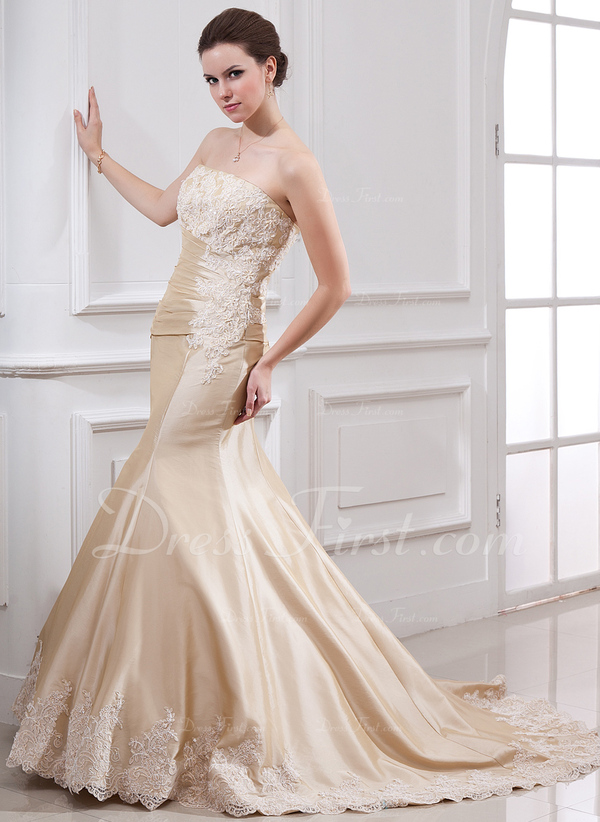 corte trompeta/sirena estrapless cola corte tafetán vestido de novia