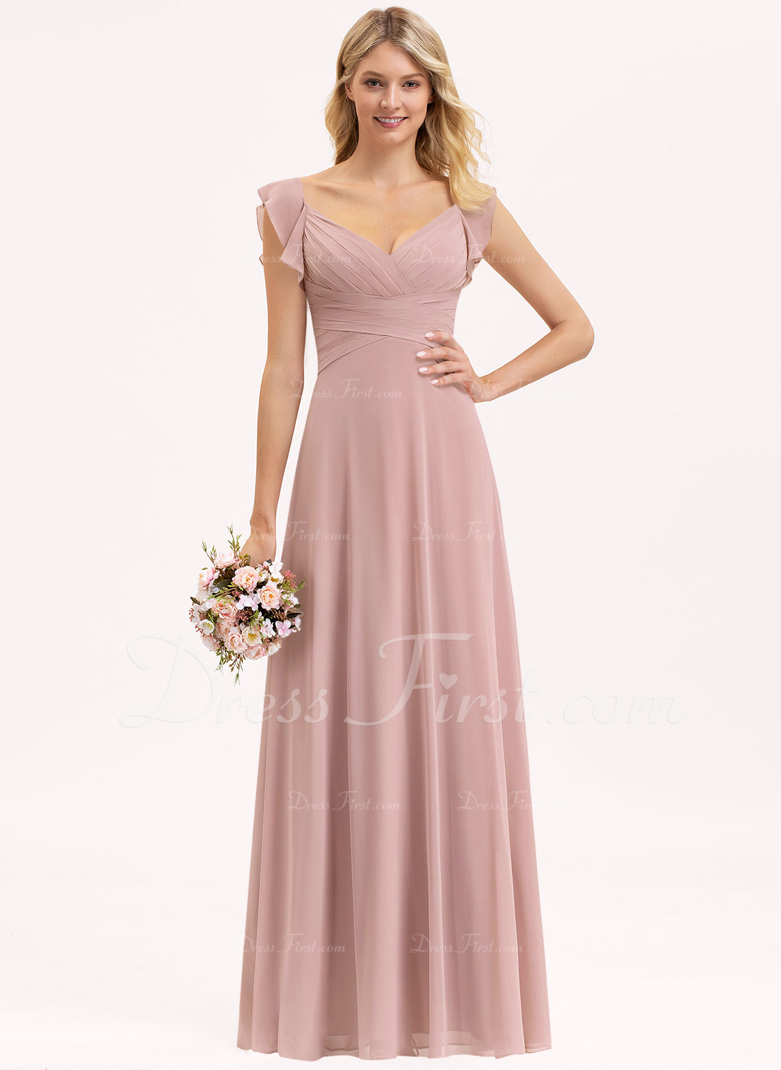 BM7726 DaisyFormals V-Neck Knee Length Party Dress Empire Bridesmaid Dress