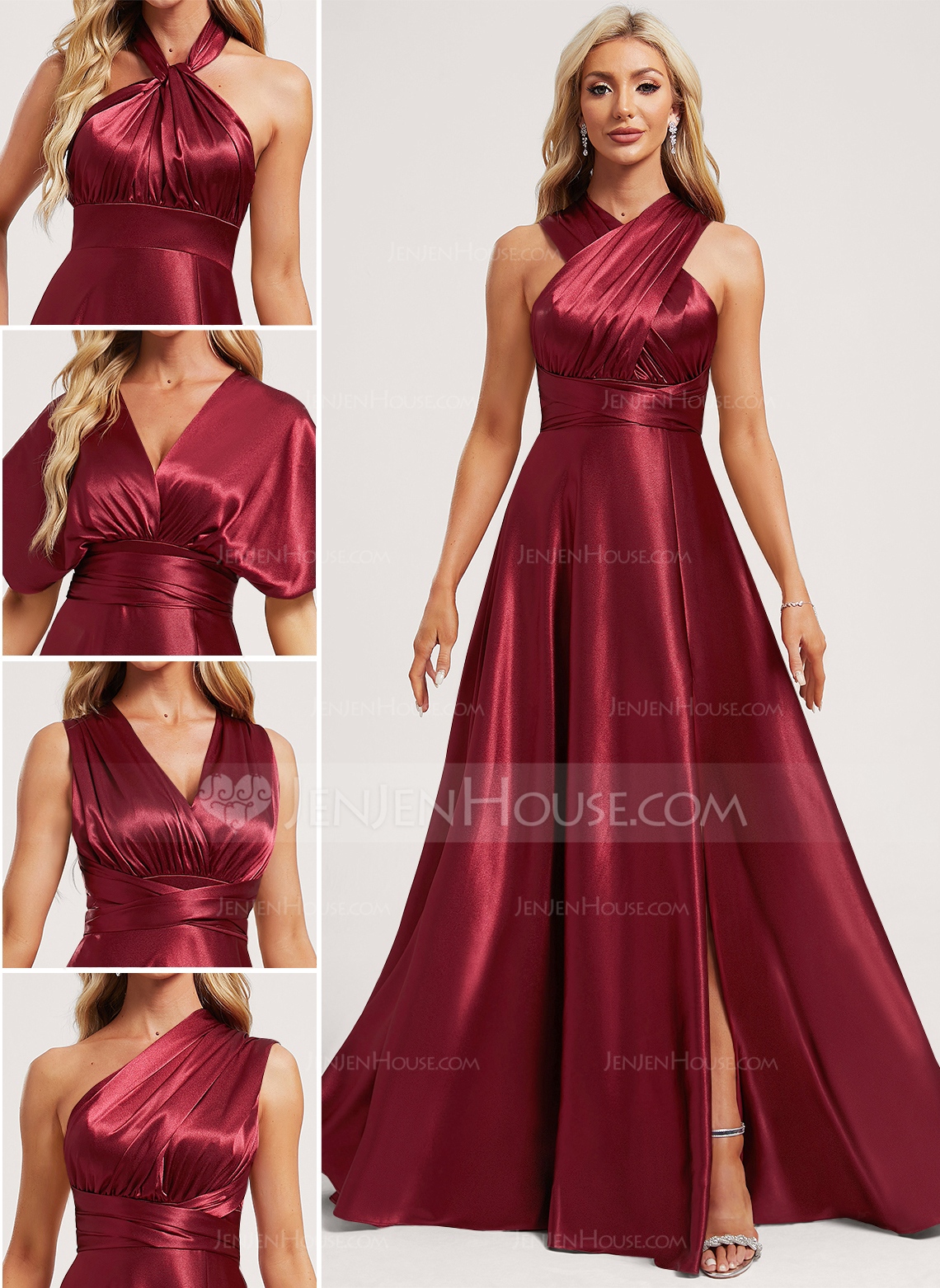 A-line One Shoulder Stretch Satin Dress
