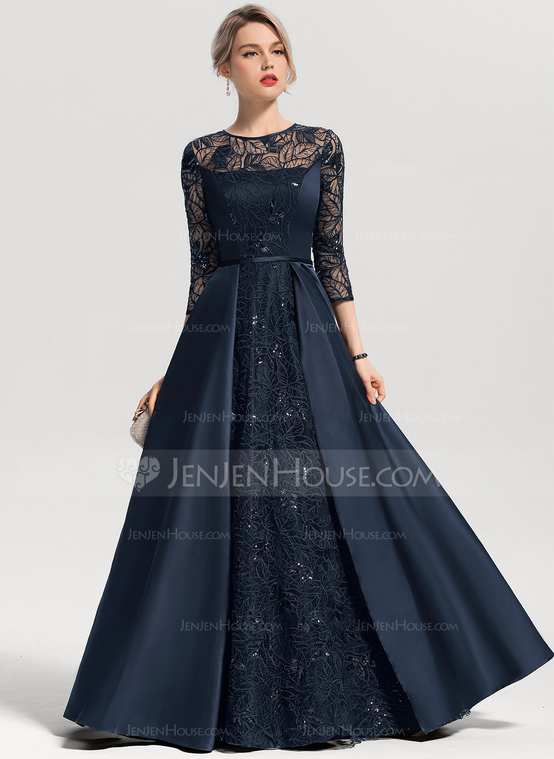 Kjole Maxi i Sateng med Overskjørt